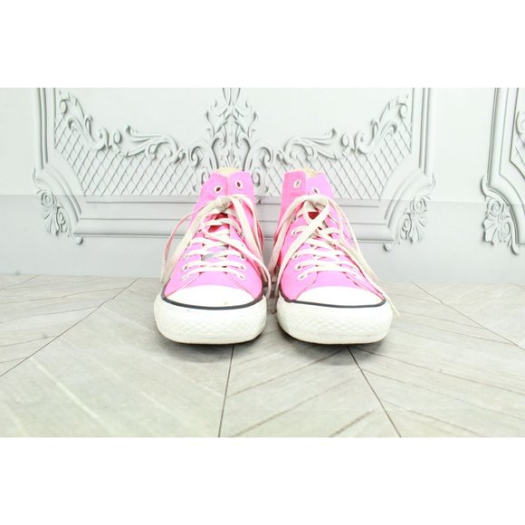Converse Chuck Taylor Neon Pink Canvas Rubber Sole Hi Top Sneakers Size M 7 L 9 - Picture 4 of 8